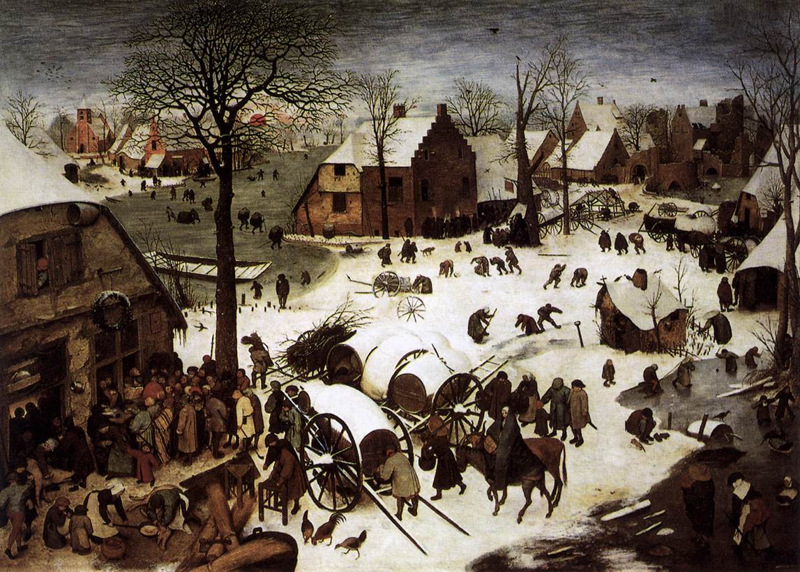 Sample Christmas Card: Art History Cards - The Nativity set in 1500s Netherlands (by Pieter Bruegel the Elder)