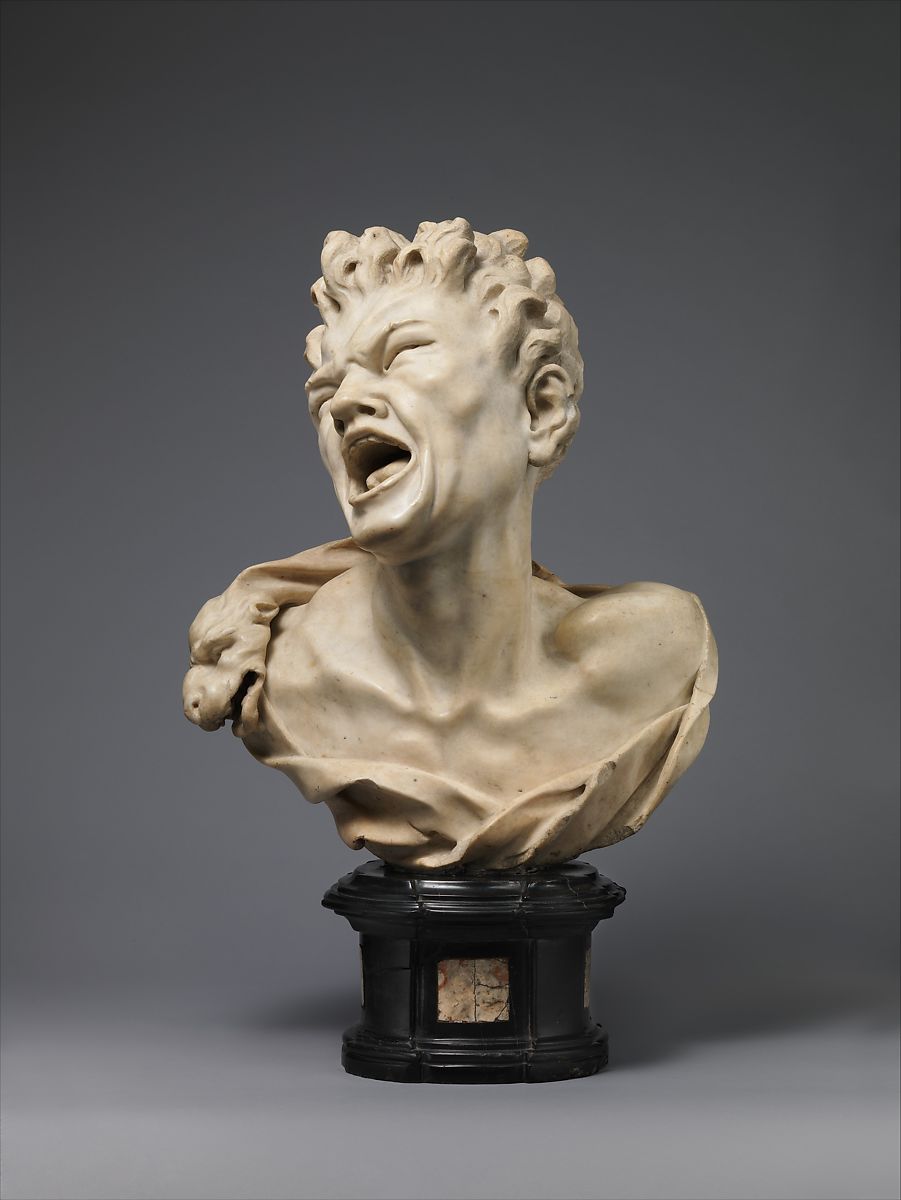 A bust of Marsayas, very upset at being flayed alive.
